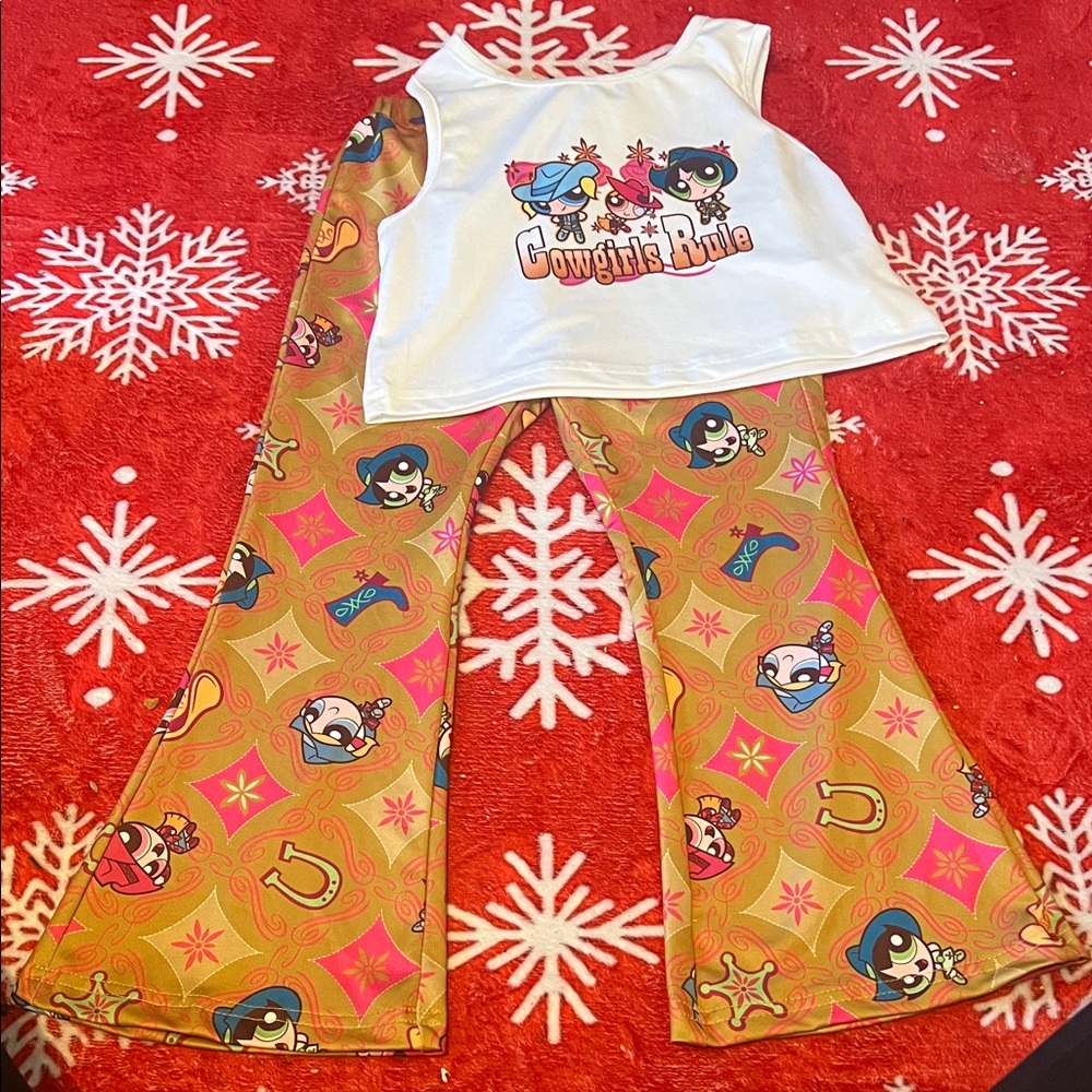 Cowgirls Rule Kids Matching Set - White and Orange